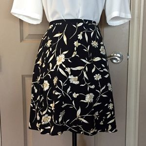 Dark Navy With Cream Gold Floral Skirt